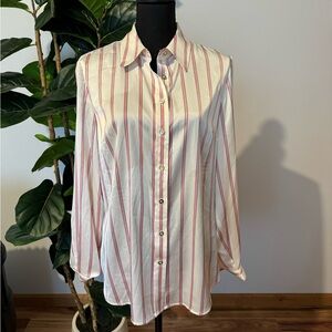 Anne Klein Pink and Black Striped Blouse